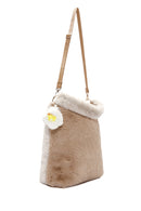 Women's Beige Long Strap Plush Shoulder Bag | Derimod