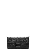 Women's Black Knitted Patterned Long Strap Shoulder Bag | Derimod