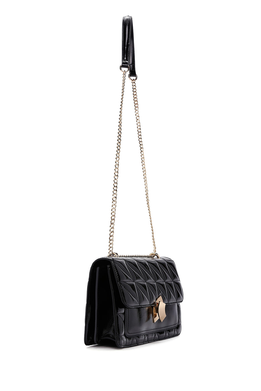 Women's Black Long Strap Quilted Handbag