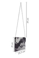 Women's Black Gray Long Chain Strap Stoned Clutch Bag | Derimod