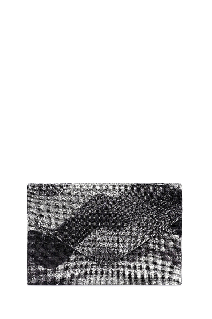Women's Black Gray Long Chain Strap Stoned Clutch Bag