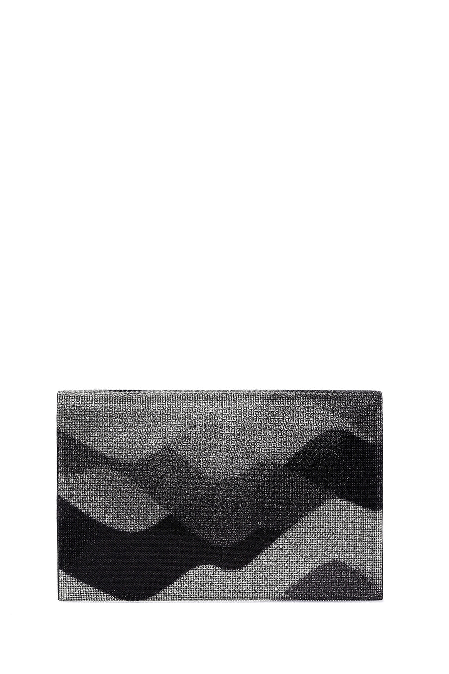 Women's Black Gray Long Chain Strap Stoned Clutch Bag