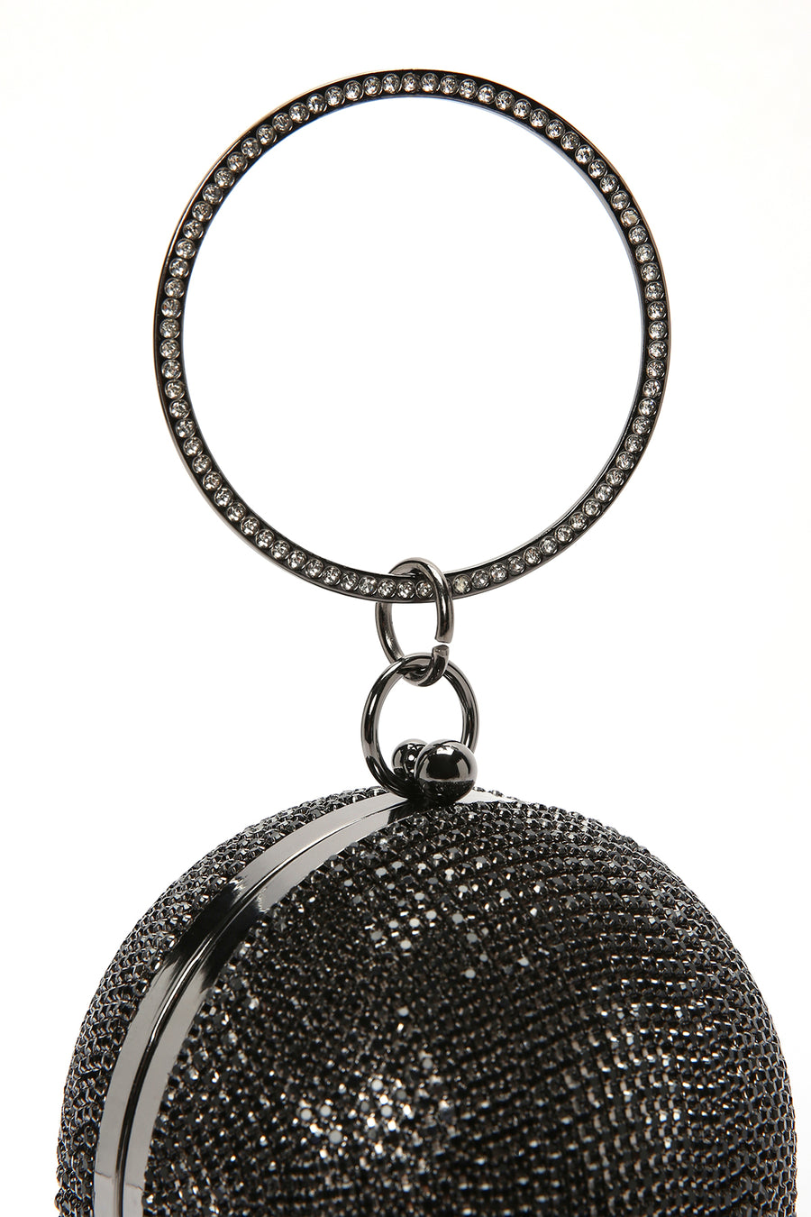 Women's Black Long Strap Chain Detailed Stone Handbag