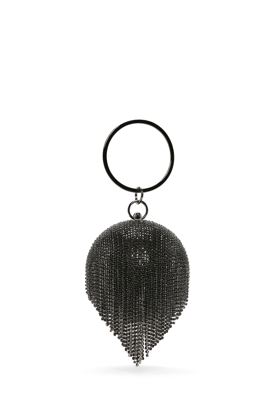 Women's Black Long Strap Chain Detailed Stone Handbag