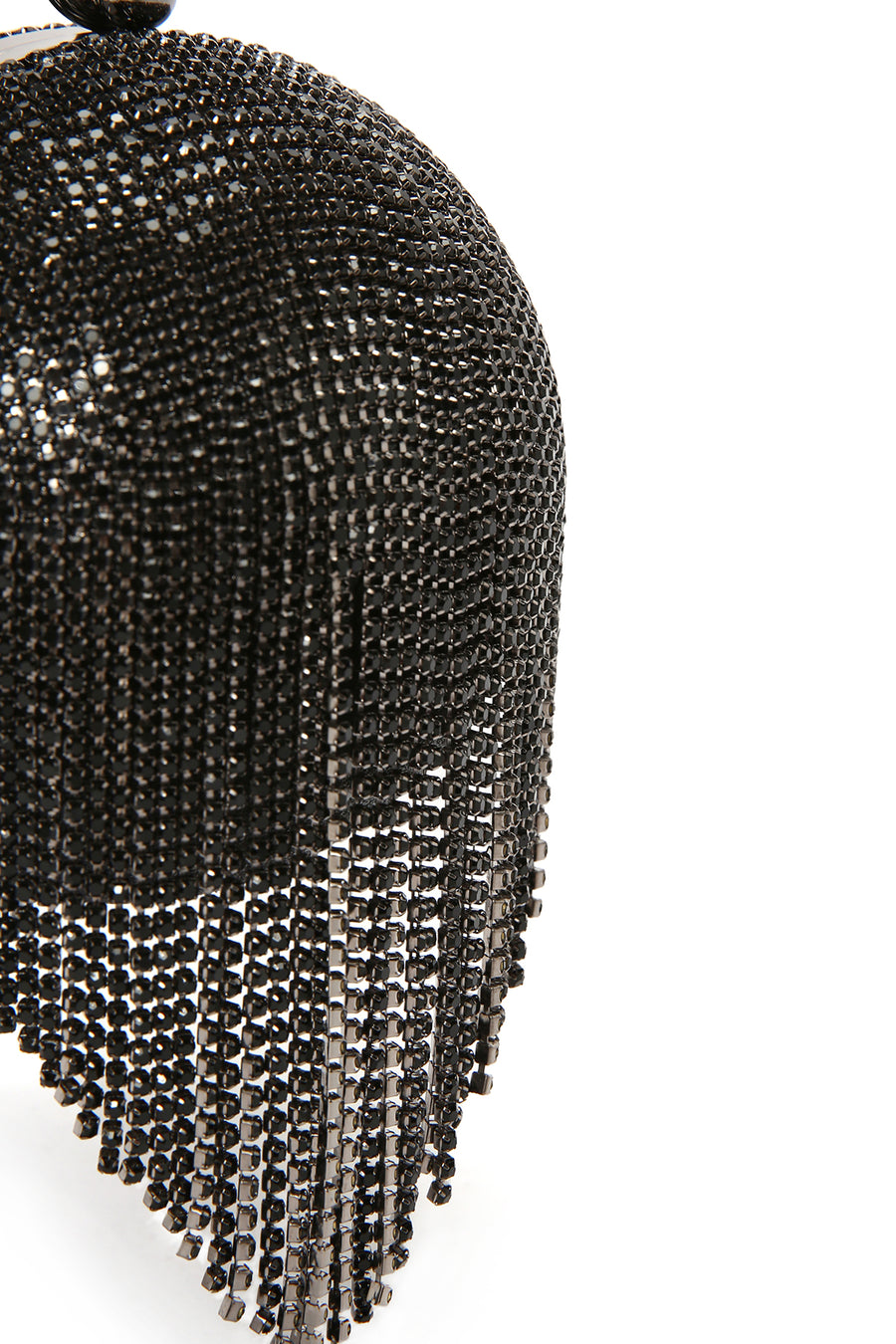 Women's Black Long Strap Chain Detailed Stone Handbag