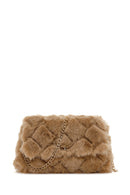 Women's Camel Long Chain Strap Plush Crossbody Bag | Derimod