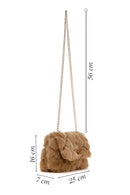 Women's Camel Long Chain Strap Plush Crossbody Bag | Derimod