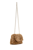Women's Camel Long Chain Strap Plush Crossbody Bag | Derimod