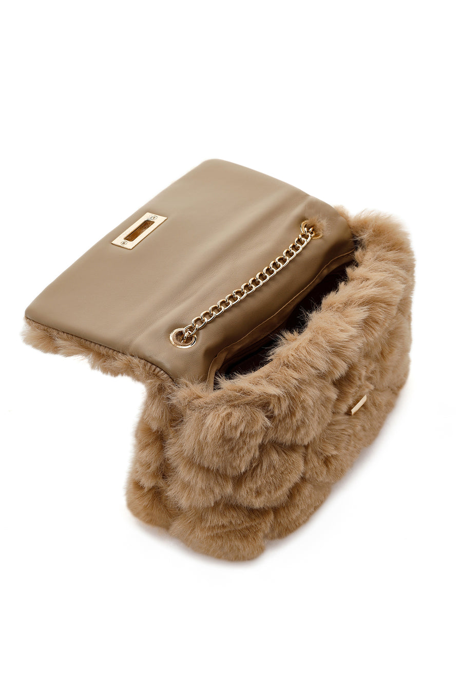 Kadın Camel Uzun Zincir Askılı Peluş Çapraz Çanta