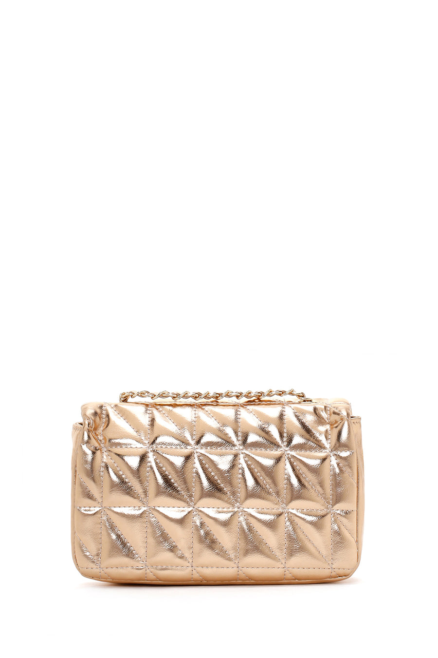 Women's Pink Long Strap Quilted Metallic Crossbody Bag