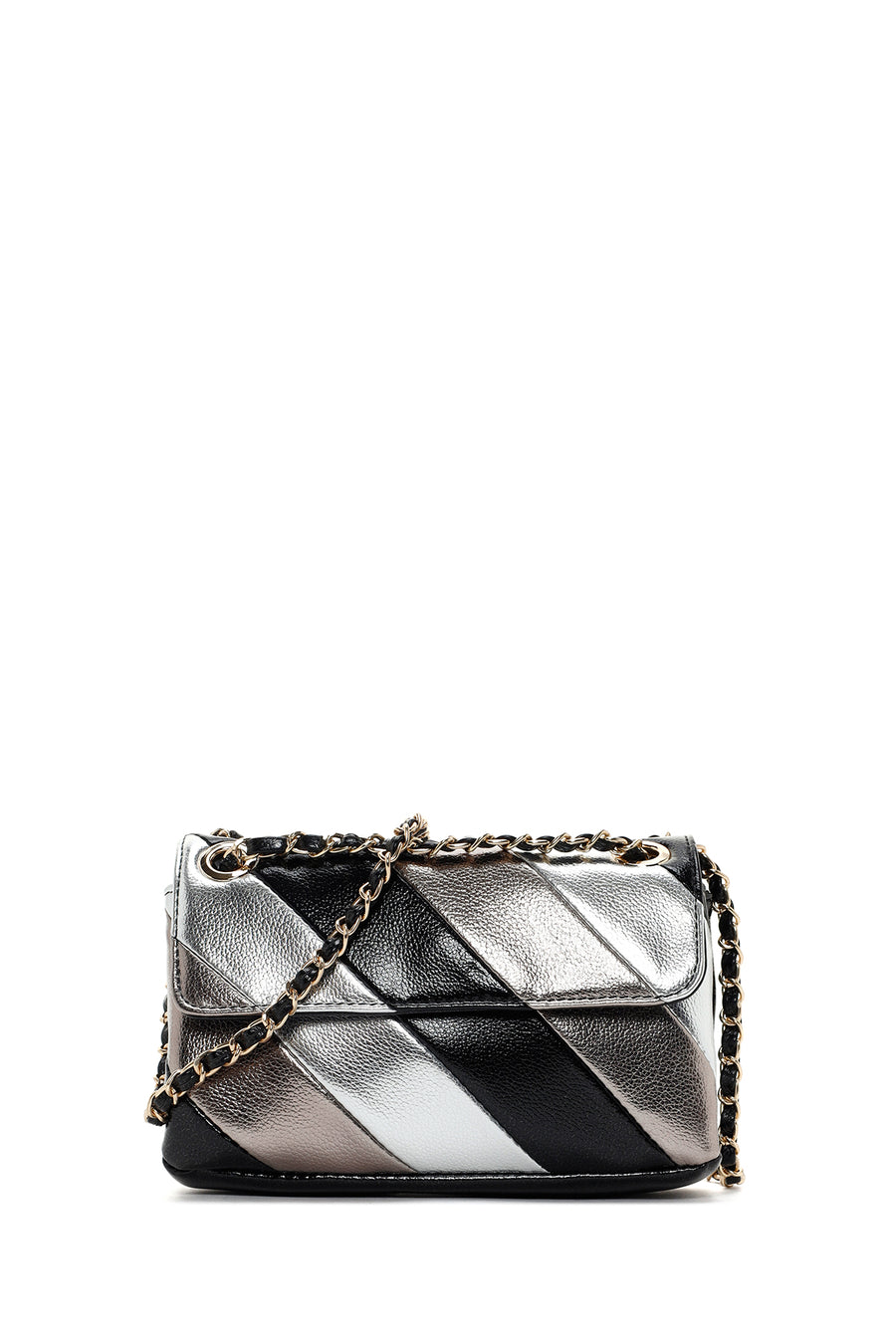 Women's Black Metallic Long Chain Strap Crossbody Bag 23WBD295432 | Derimod