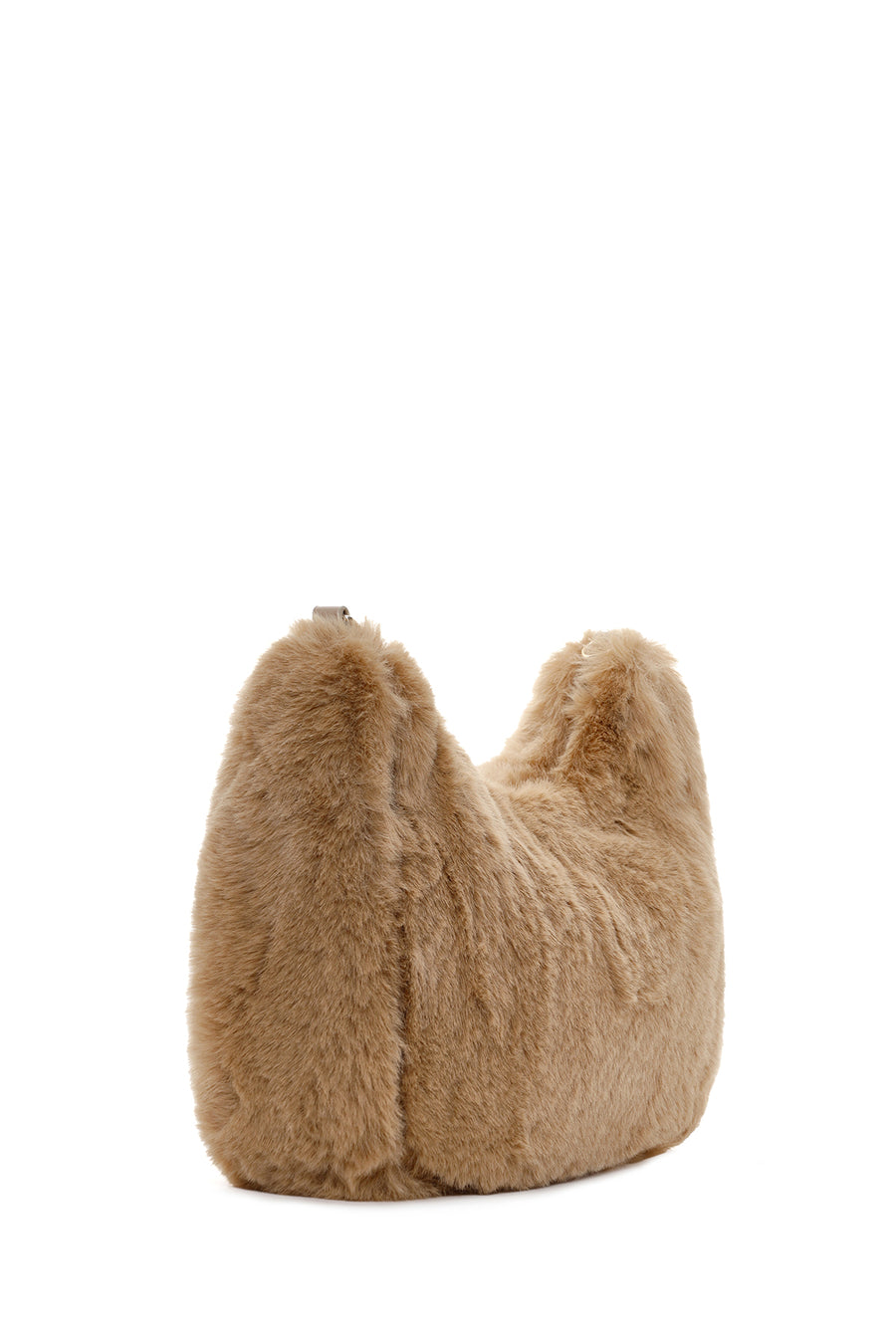 Women's Beige Long Chain Strap Plush Handbag
