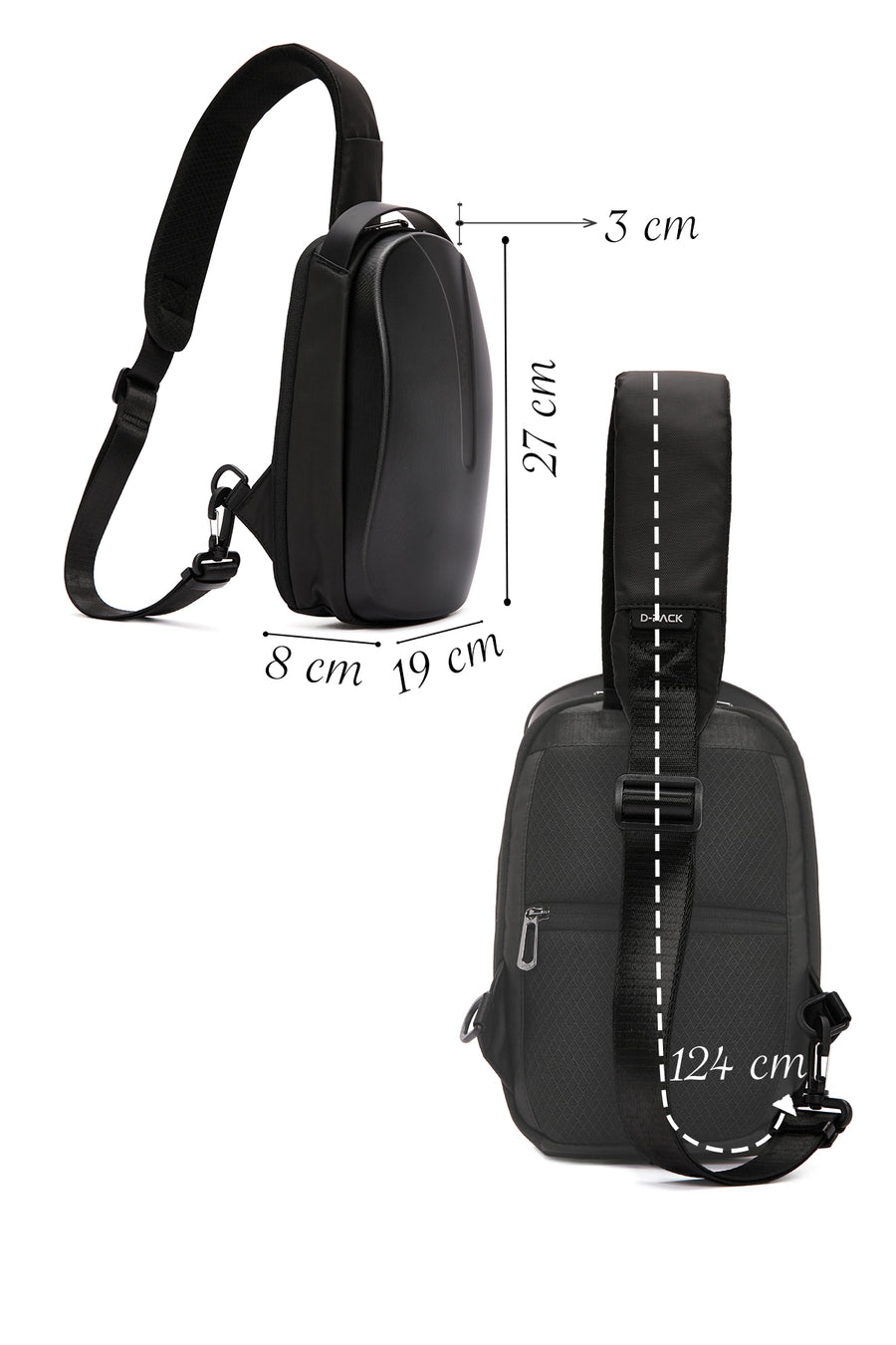 D-Pack Erkek Siyah Teknolojik Hardcase Uzun Askılı Omuz Çantası