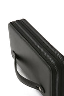 Men's Black Leather Handbag with Phone Compartment | Derimod
