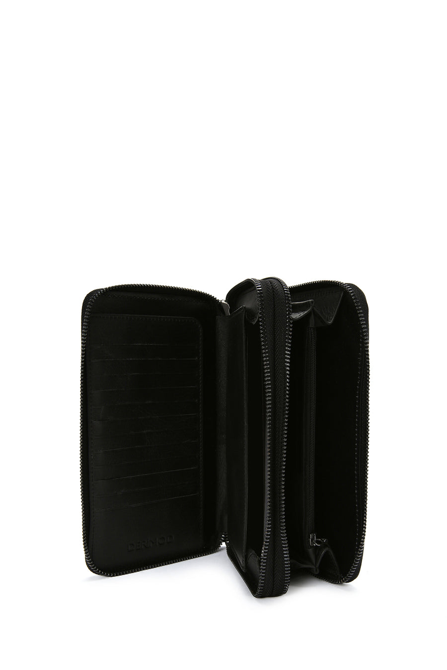 Men's Black Leather Handbag with Phone Compartment