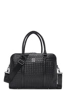 Men's Black Knitted Patterned Briefcase | Derimod