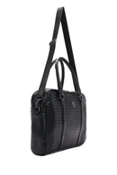 Men's Black Knitted Patterned Briefcase | Derimod