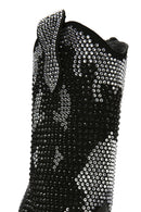 Women's Black Thin Heeled Stone Leather Boots | Derimod