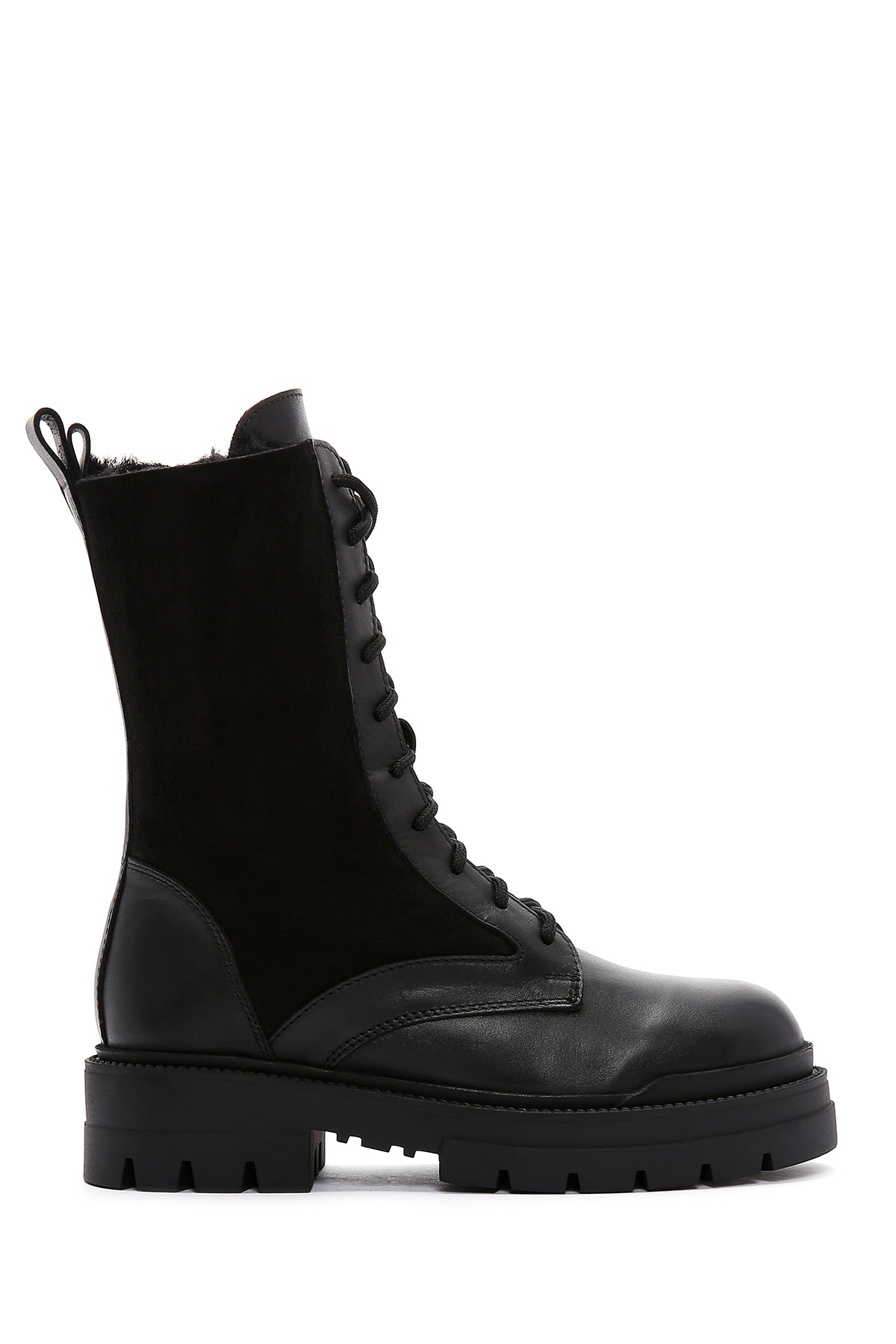Women's Black Leather Zippered Boots 23WFD141014 | Derimod