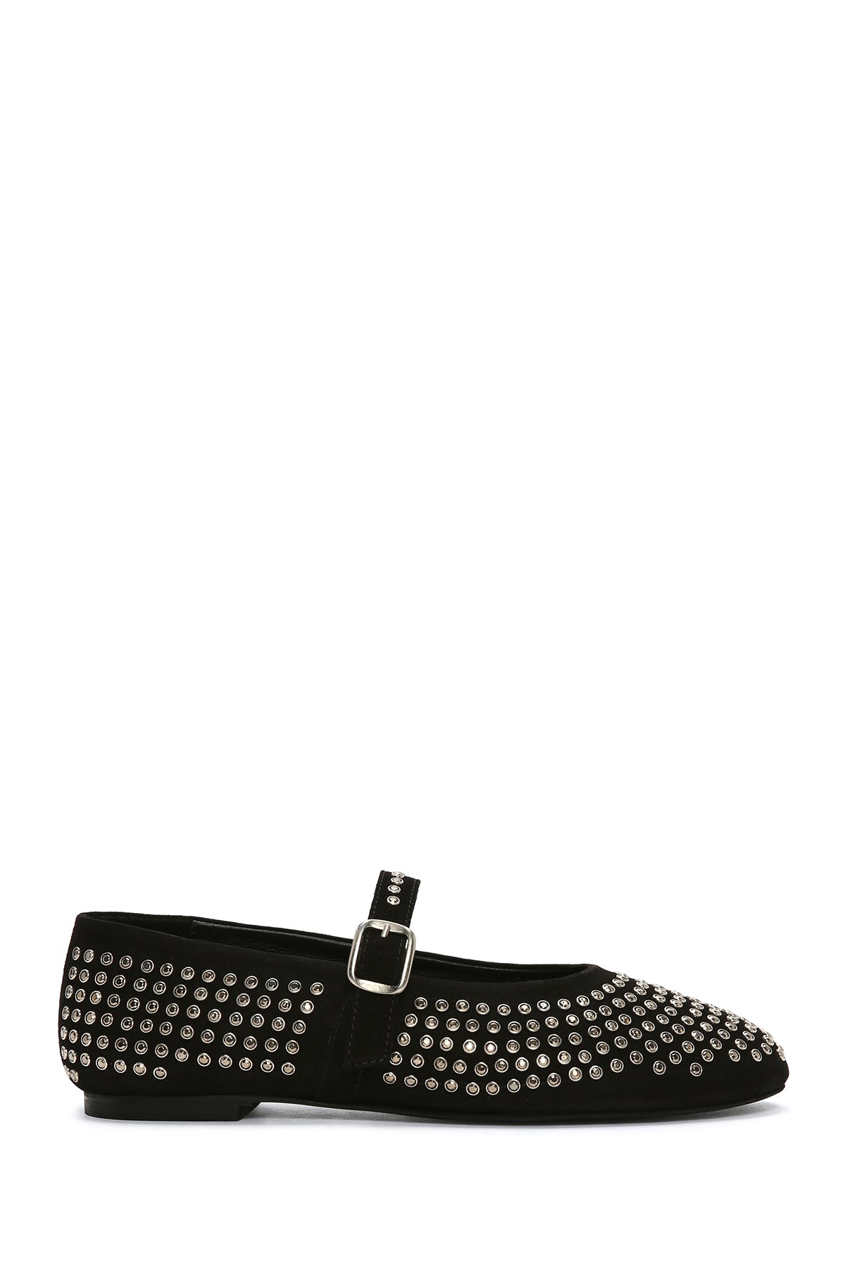 Women's Black Stone Leather Ballerinas 23WFD141214 | Derimod