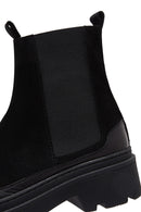 Women's Black Suede Leather Chelsea Boots | Derimod