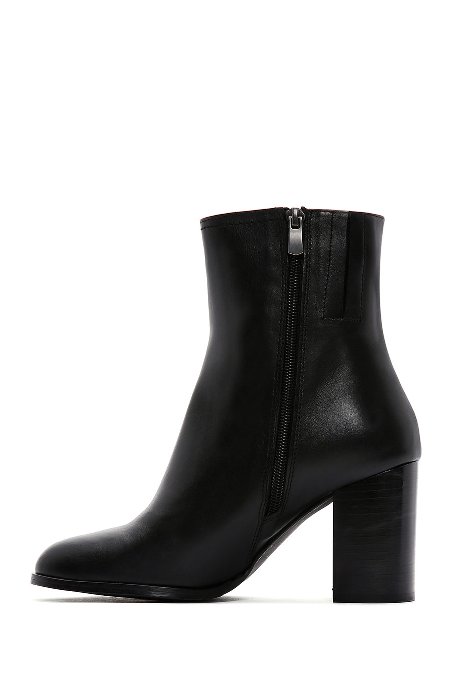 Women's Black Leather Heeled Classic Boots