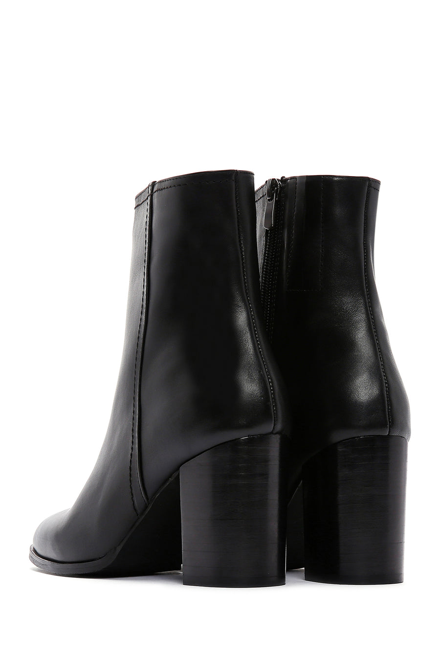 Women's Black Leather Heeled Classic Boots