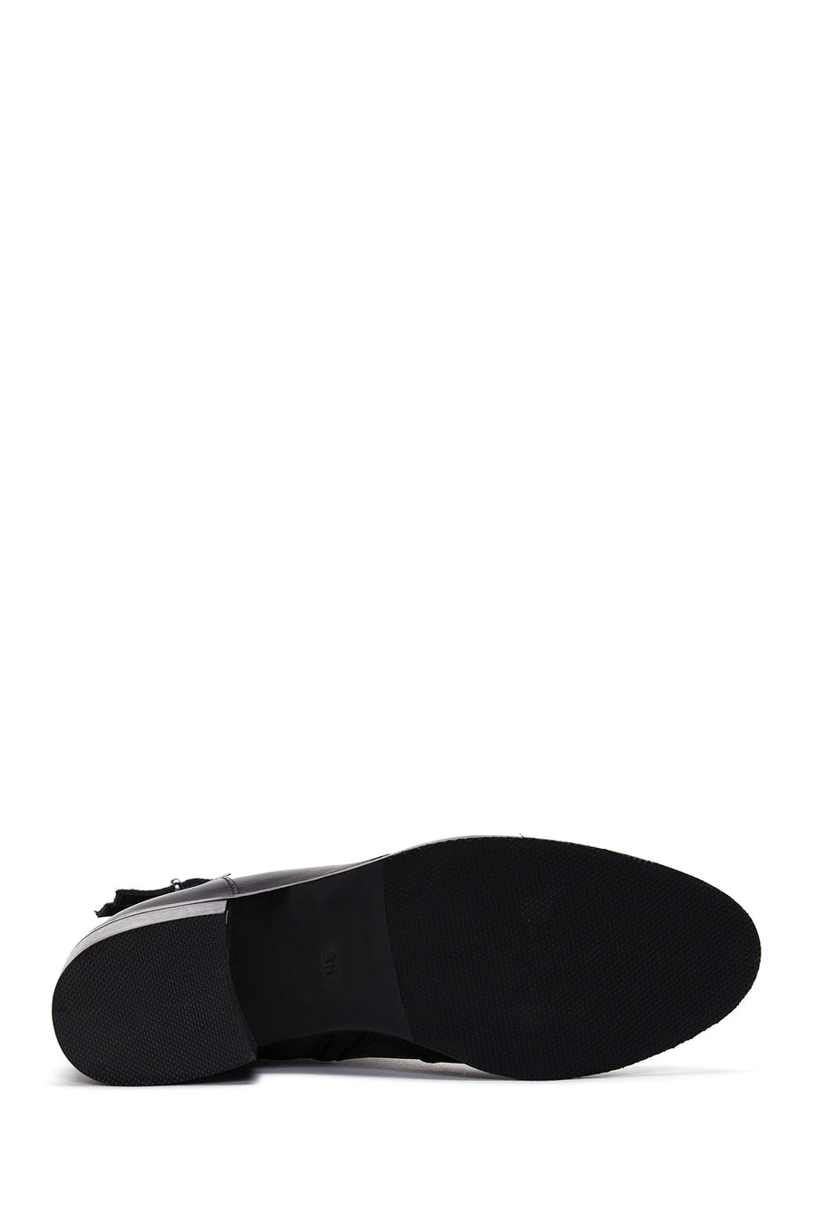 Women's Black Buckle Heeled Leather Classic Boots