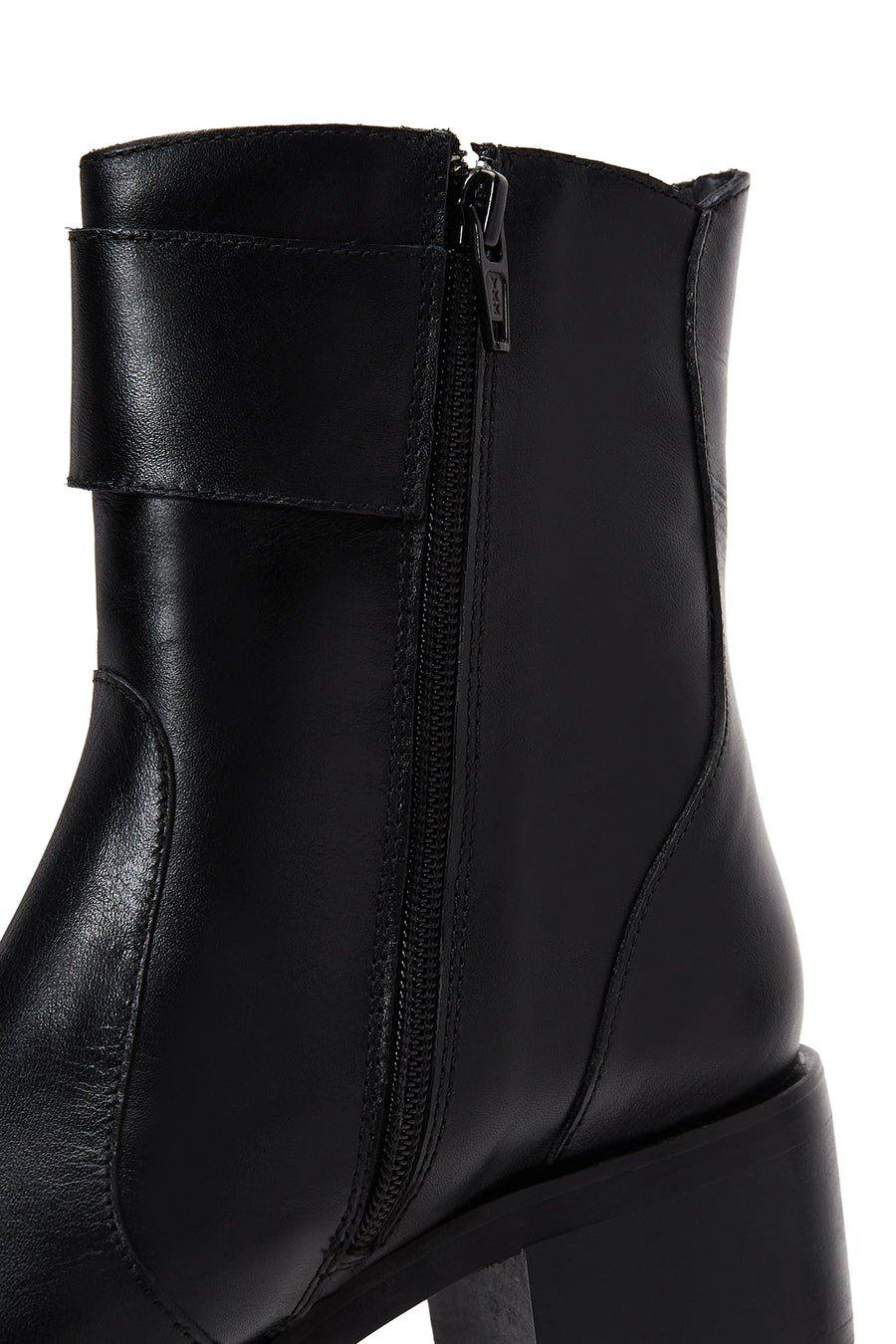 Women's Black Buckle Heeled Leather Classic Boots