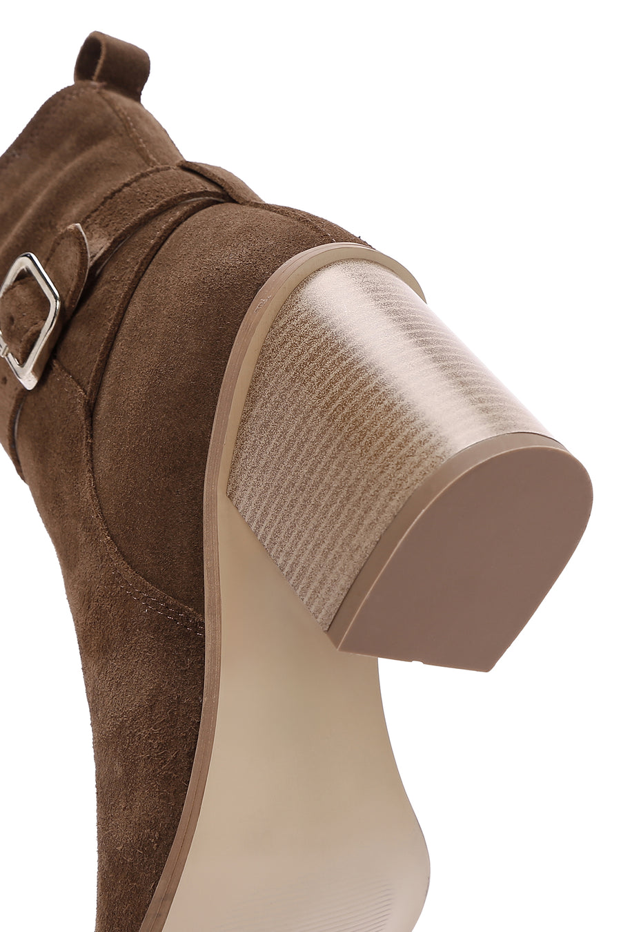 Women's Tan Suede Leather Heeled Boots