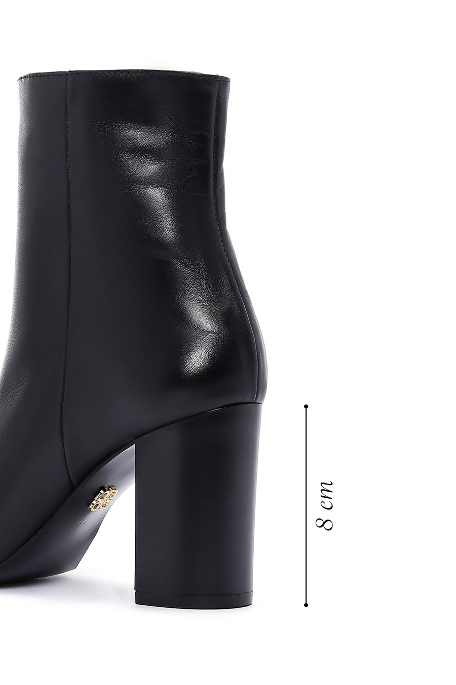 Women's Black Heeled Zippered Leather Boots