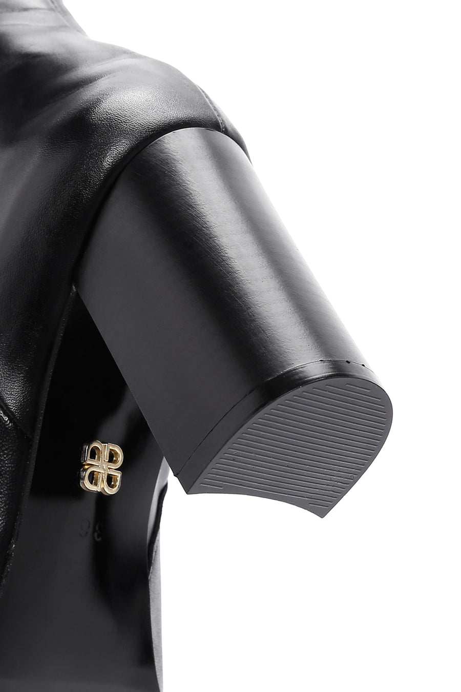 Women's Black Heeled Zippered Leather Boots