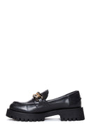 Women's Black Leather Buckle Loafer | Derimod