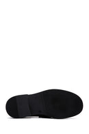 Women's Black Leather Patent Leather Masculine Loafer | Derimod