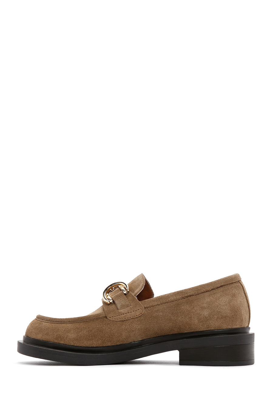 Women's Brown Suede Leather Buckle Loafer
