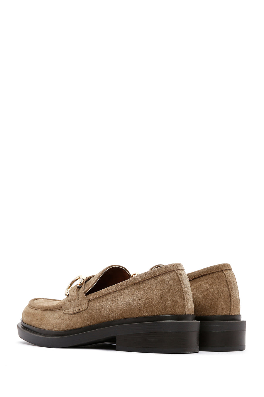 Women's Brown Suede Leather Buckle Loafer