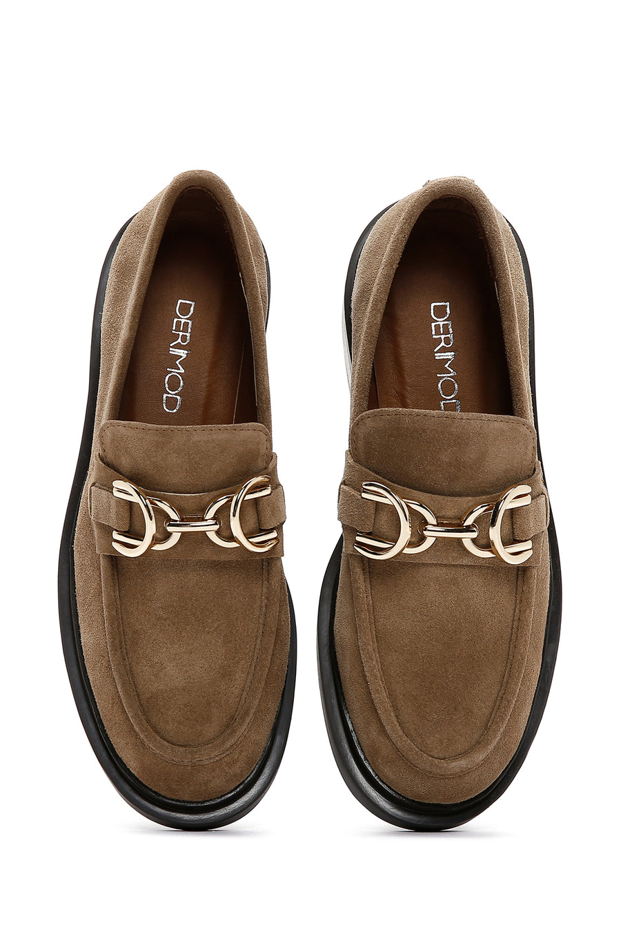 Women's Brown Suede Leather Buckle Loafer