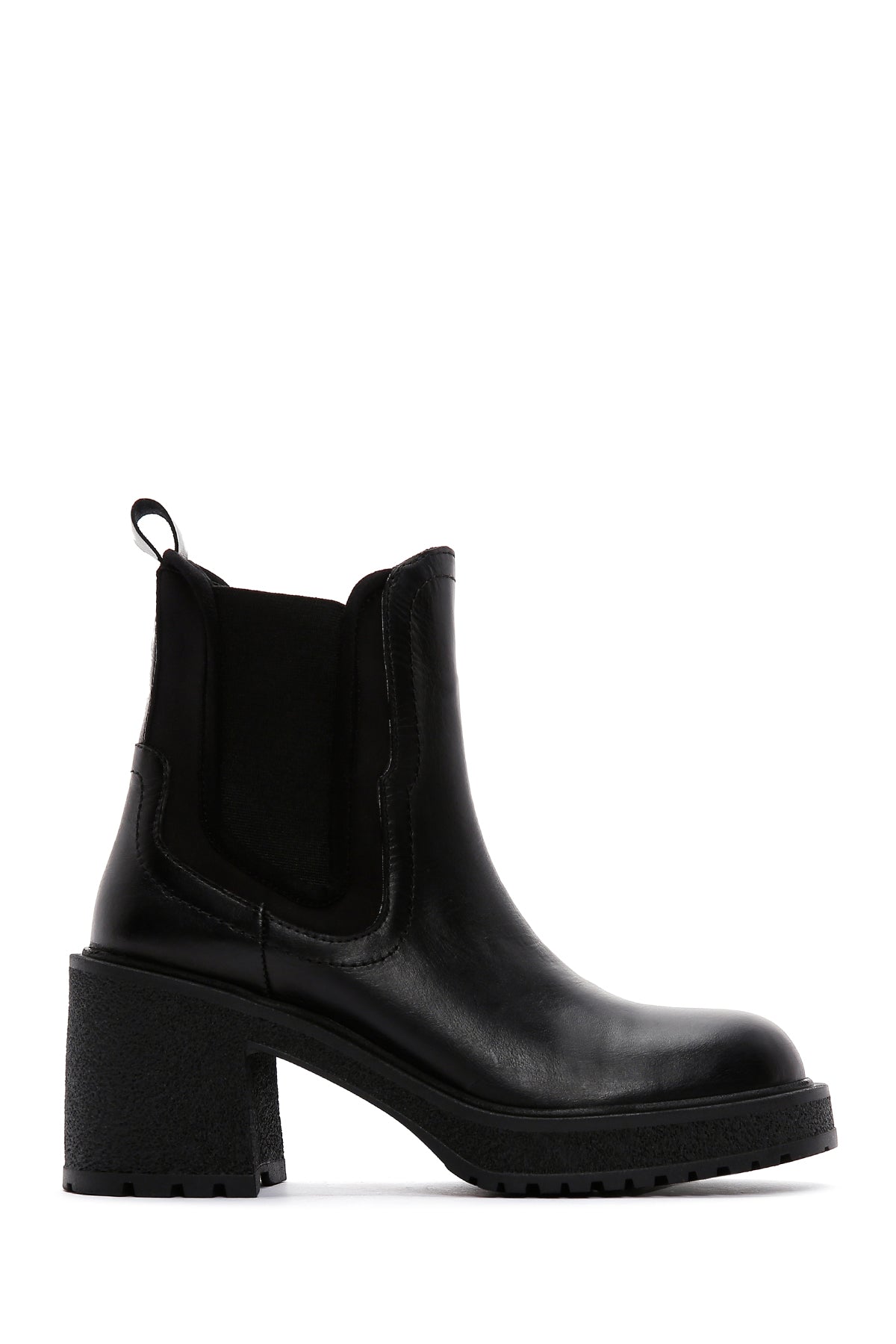 Women's Black Leather Heeled Chelsea Boots 23WFD186618 | Derimod