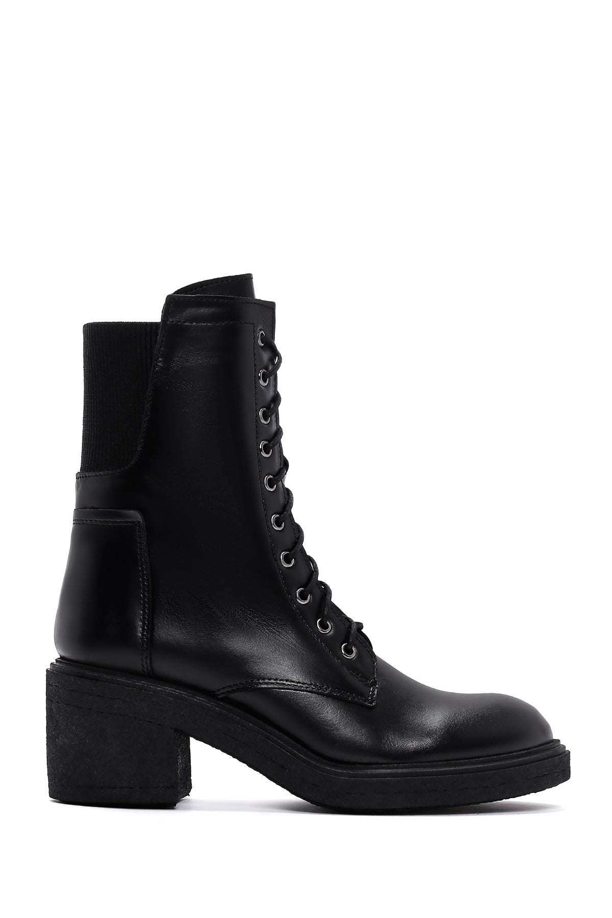 Women's Black Zippered Leather Boots 23WFD190818 | Derimod