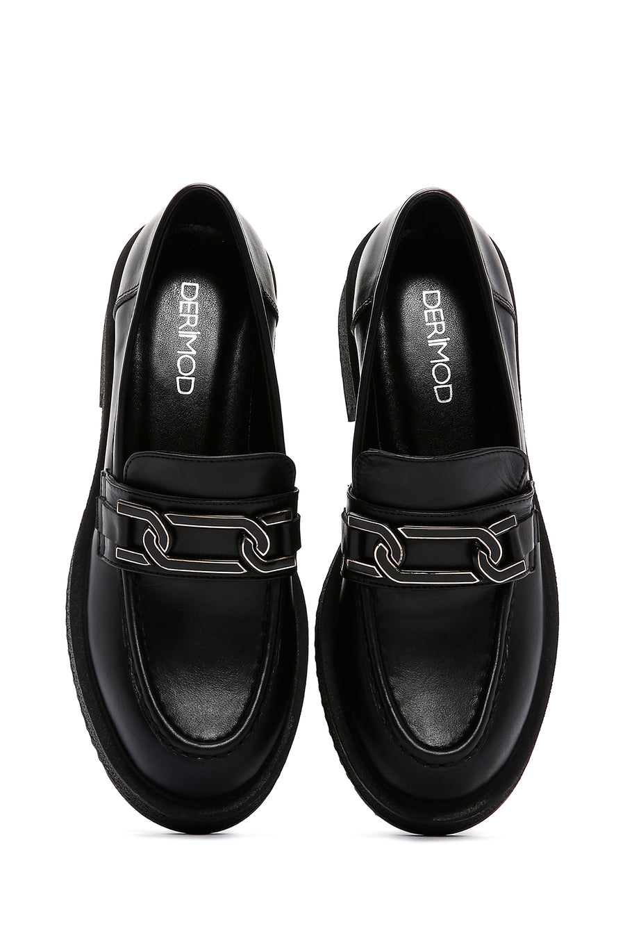 Women's Black Leather Buckle Masculine Casual Loafer
