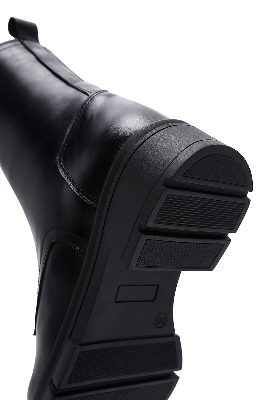 Women's Black Leather Zippered Boots