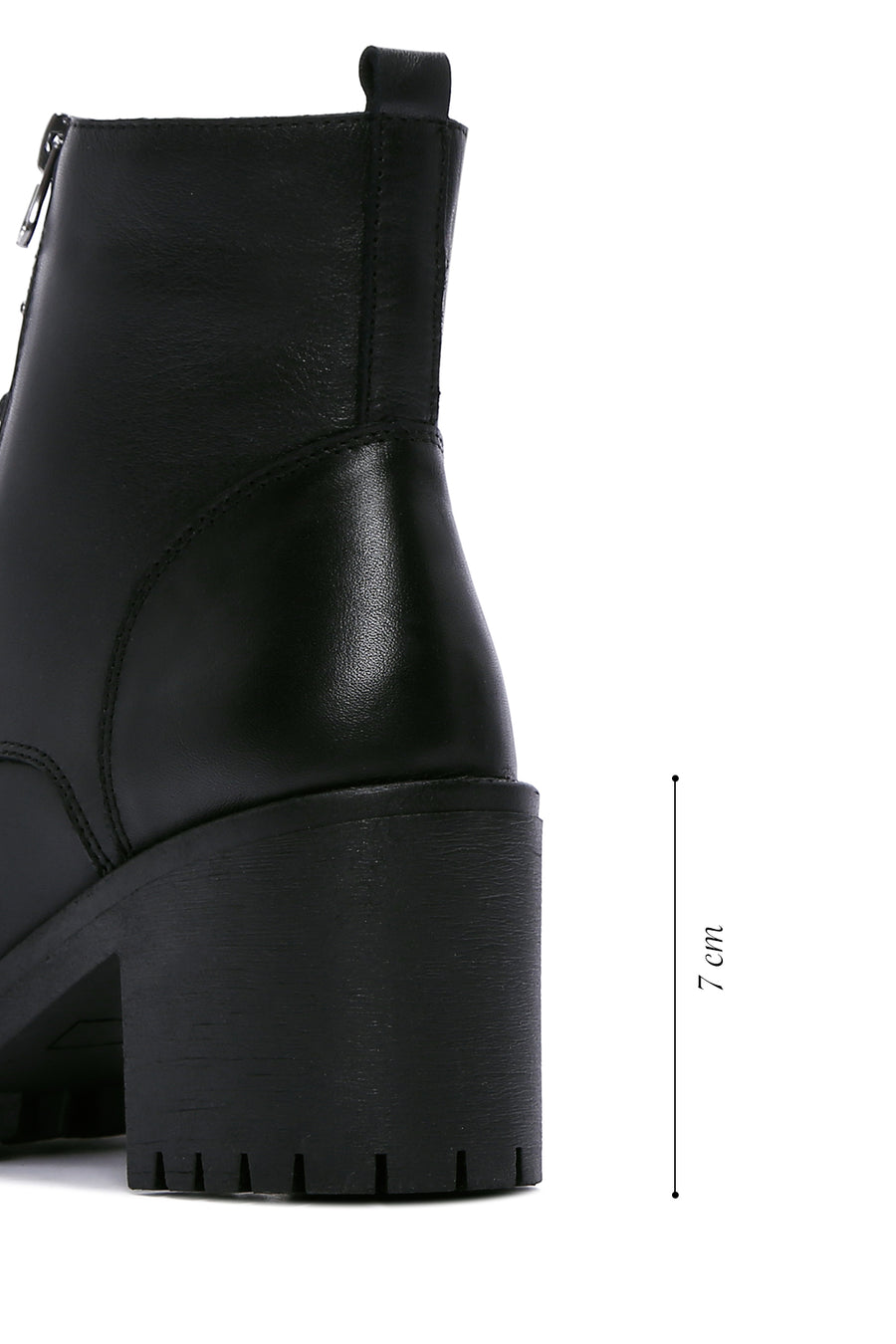 Women's Black Leather Platform Heeled Boots