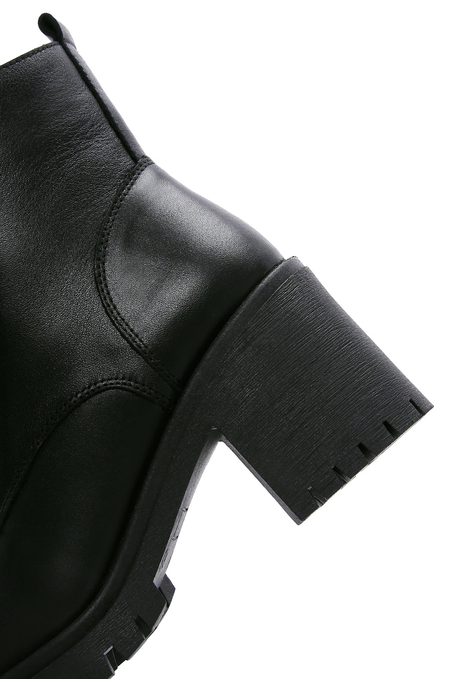 Women's Black Leather Platform Heeled Boots