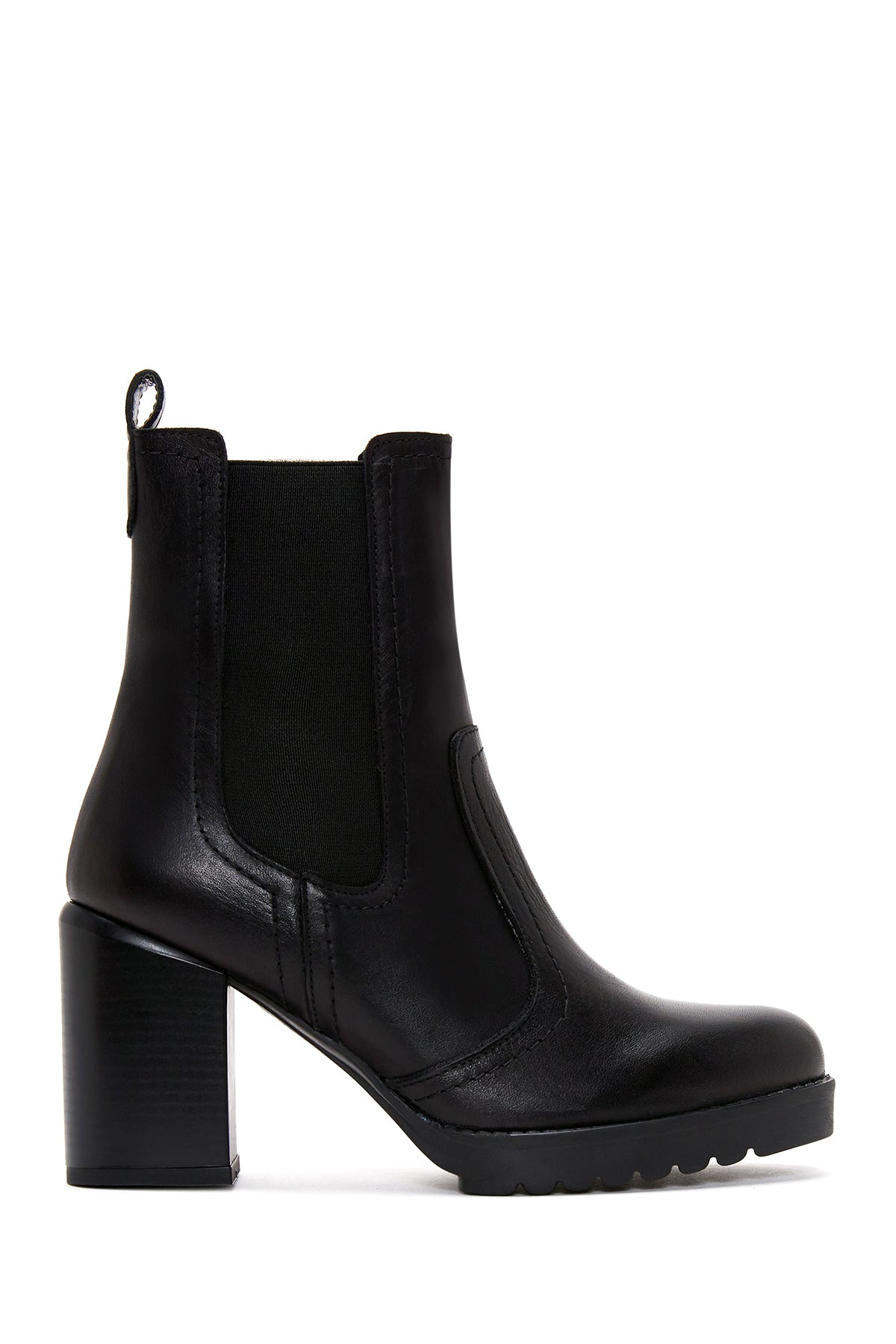 Women's Black Leather Heeled Chelsea Boots 23WFD240218 | Derimod