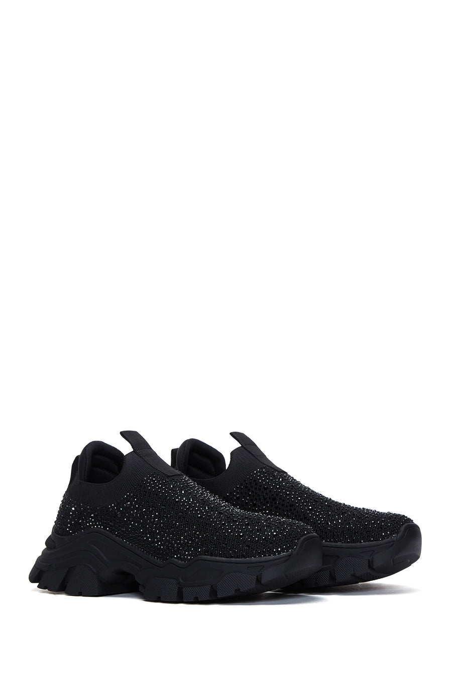 Women's Black Stone Thick Soled Sneaker
