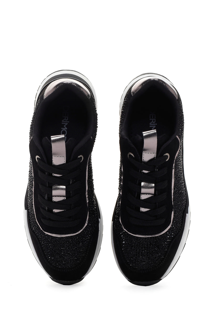 Women's Black Thick Soled Stone Sneaker