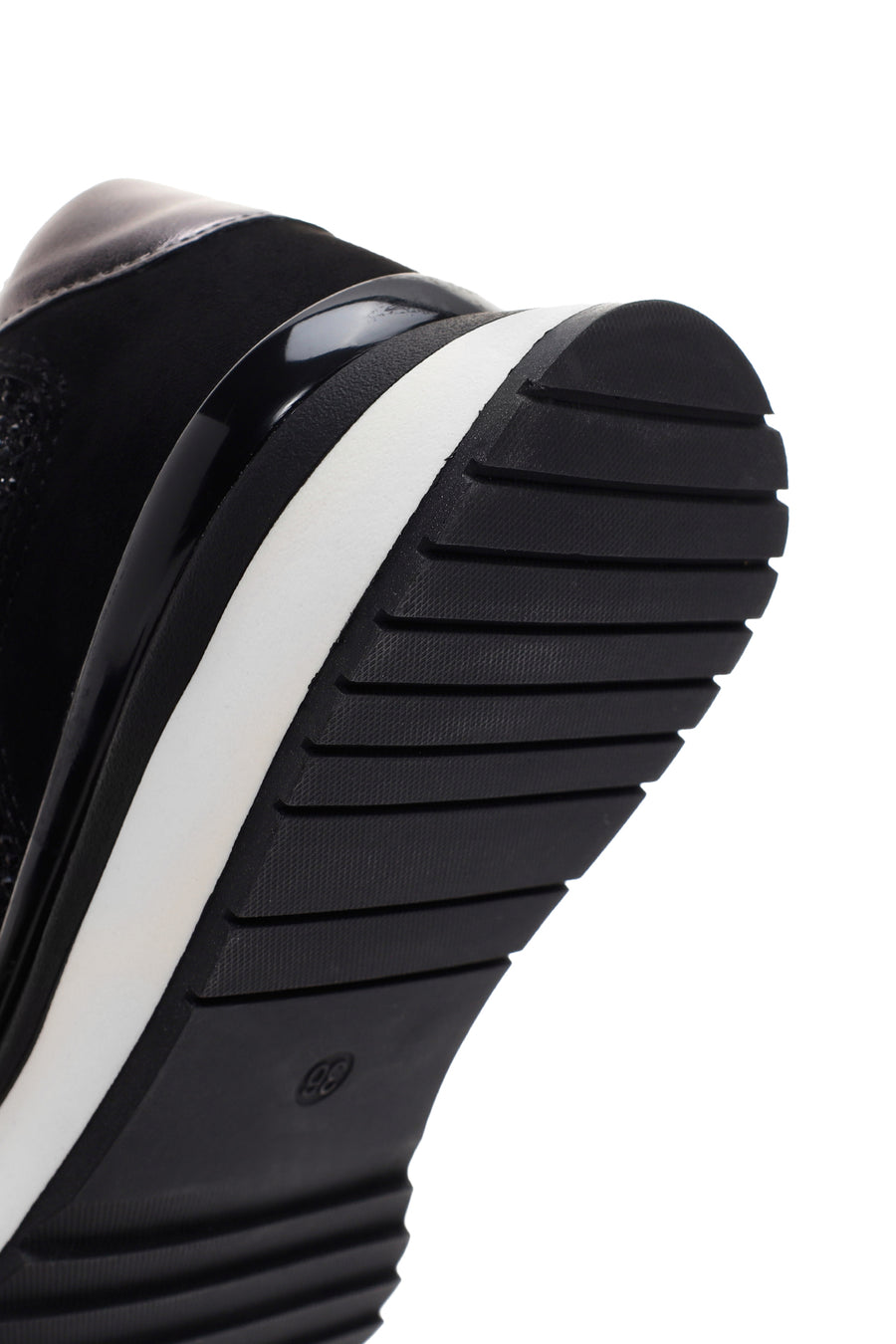 Women's Black Thick Soled Stone Sneaker