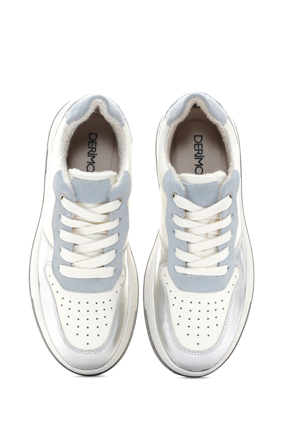 Kadın Gümüş Deri Sneaker