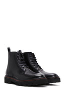 Men's Black Leather Zippered Casual Boots | Derimod