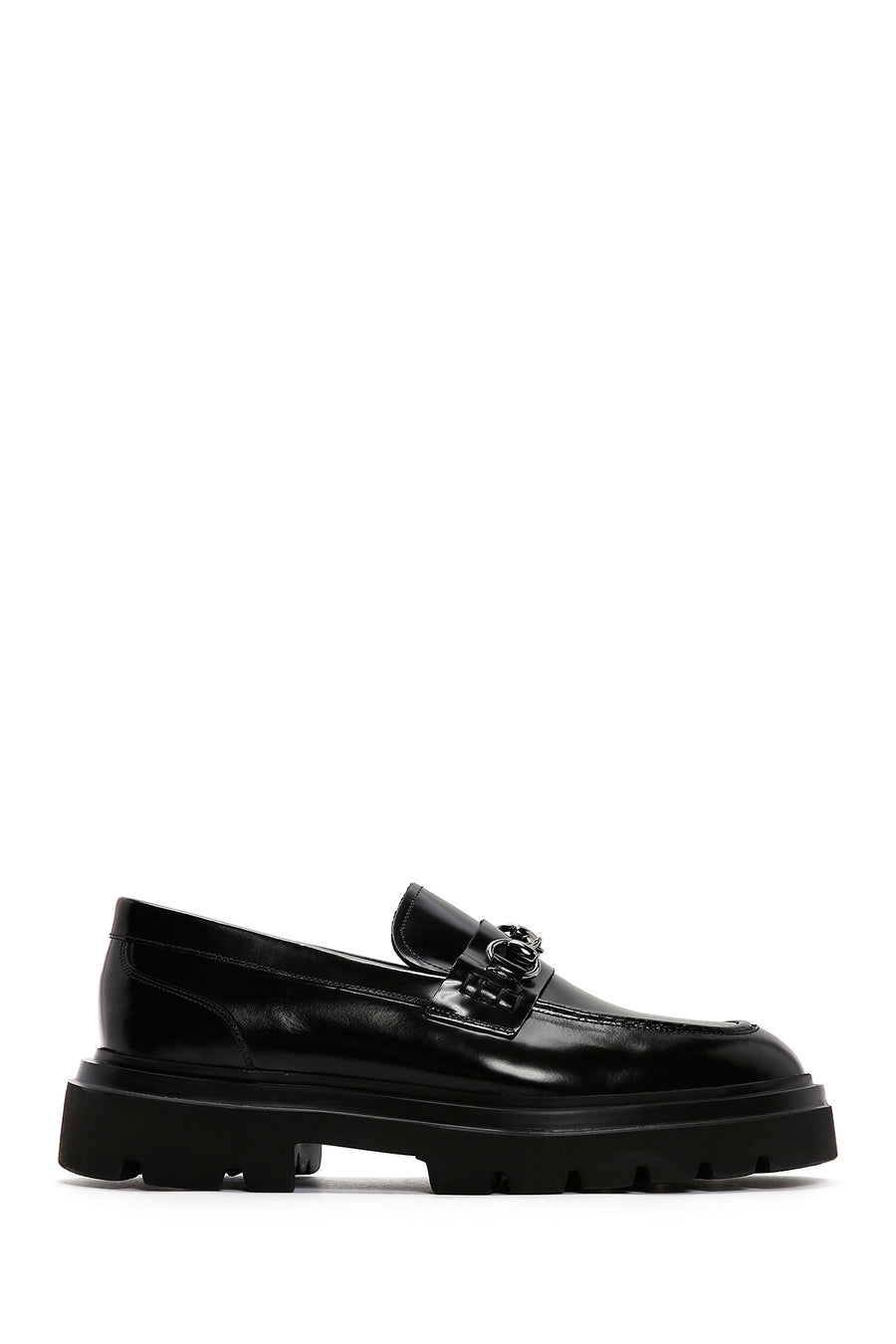 Men's Black Patent Leather Buckle Thick Soled Casual Loafer 23WFD603722 | Derimod